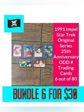 🏴‍☠️6 for $30🏴‍☠️1991 Impel Star Trek 25th Anniversary ODD #s-6 Collector Cards